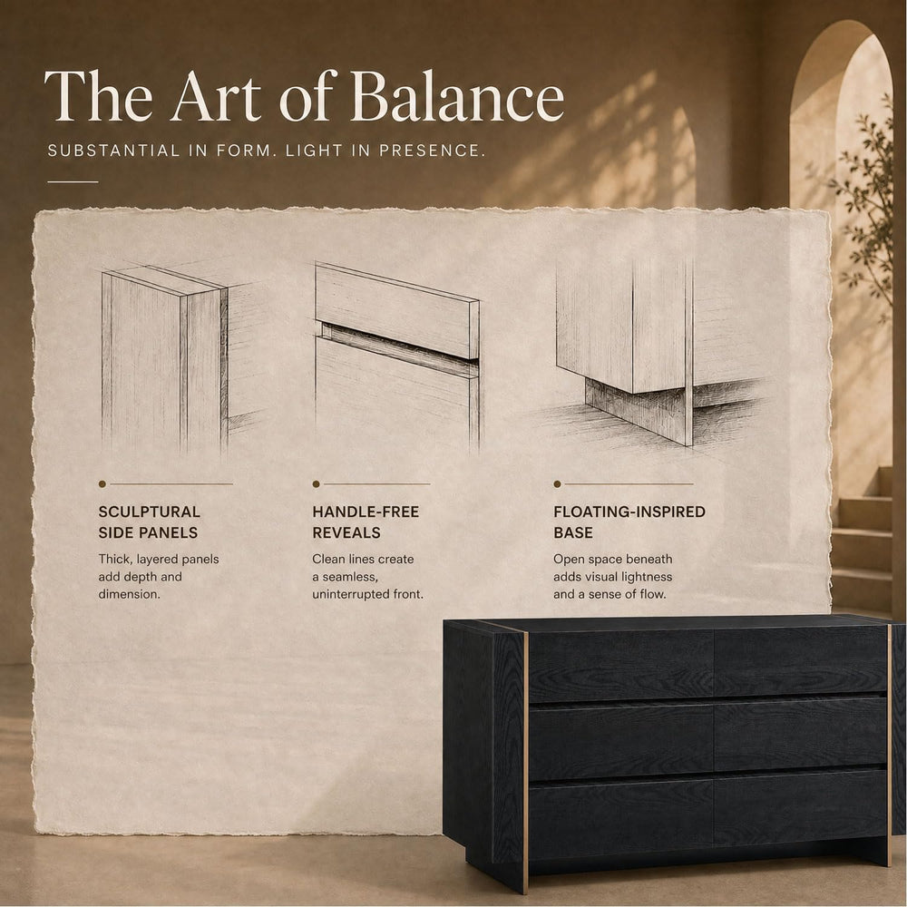 OKD 60" Modern 6 Drawer Dresser for Bedroom, 20" Depth for More Sto...