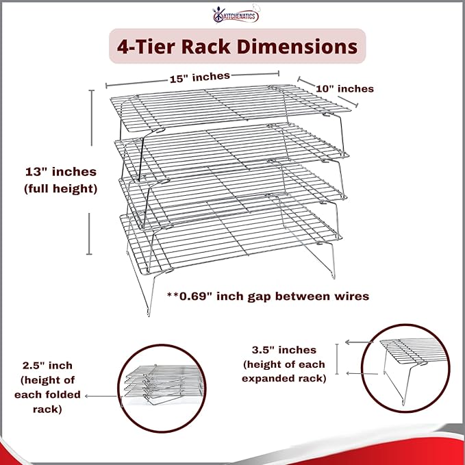 KITCHENATICS 4-Tier Stackable Cooling Racks - Image 2