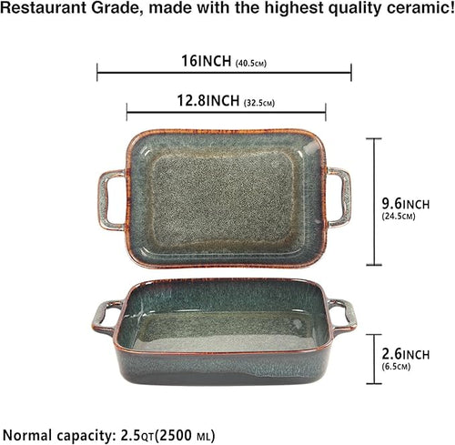 12" X 9" Porcelain Rectangular Casserole Dishes - Image 2