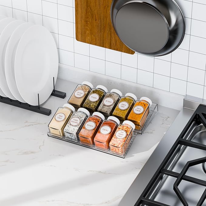 Yieach 4 Pack Adjustable Narrow In Drawer Spice Organizer - Image 8