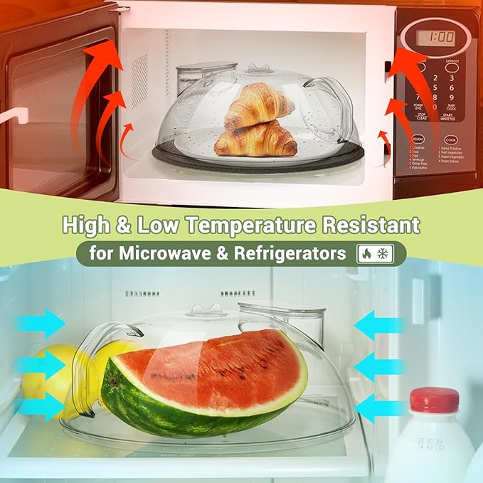 Microwave Splatter Cover for Food, Integrated Handle, Splatter Guard, 10” Plate - Image 6