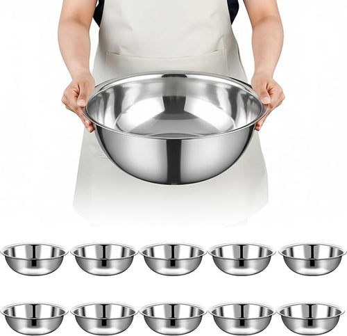 10 Pcs Stainless Steel Mixing Bowls Metal Mixing Bowls Extra Large Basin Salad by Unknown