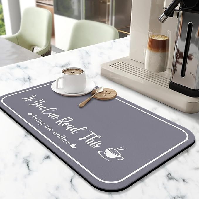 Coffee Bar Mat for Countertops 23inx15in, Absorbent Hide Stain Anti-Slip Cafe - Image 2
