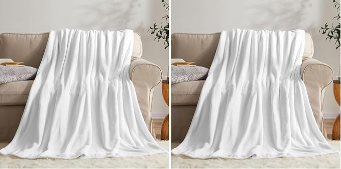 KMUSET Fleece Blanket Throw Size White Lightweight Super Soft Cozy Luxury Bed by COZYBLANKETHappyHomeLife