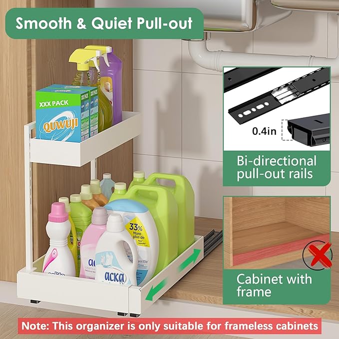 REALINN Expandable Under Sink Organizers and Storage, 2 Tier Under Cabinet - Image 3