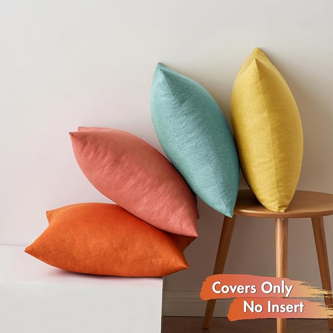 MIULEE Pack of 4 Decorative Outdoor Throw Pillow Covers Linen Waterproof Pillow - Image 6