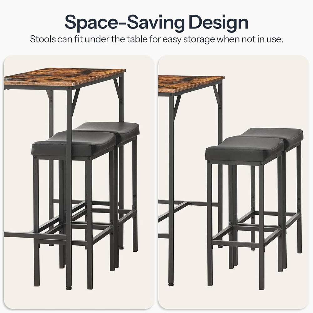 HOOBRO 3-Piece Bar Table and Chairs Set, 39.4" Pub Table, High Top Bar T...