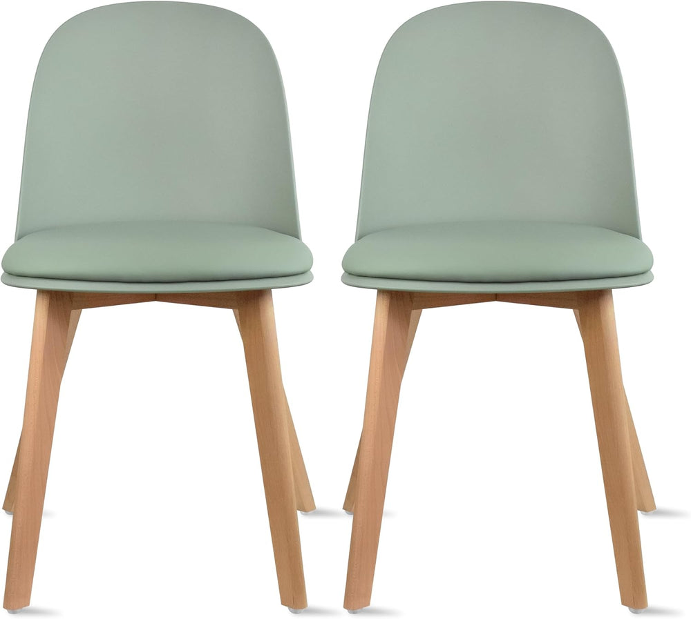 2xhome Set of 2 Modern Armless Dining Chairs | Plastic Shell with PU Leather ...