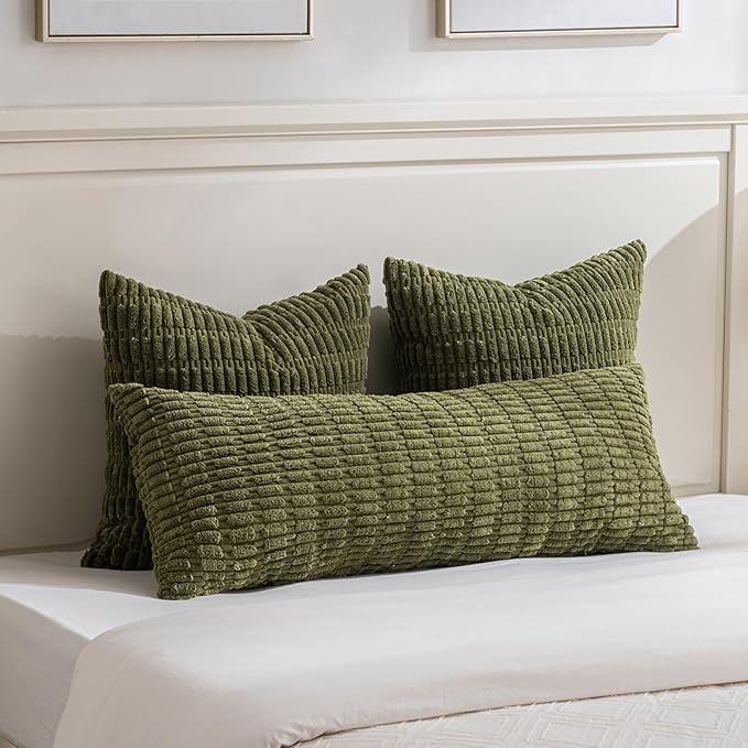 Fancy Homi 4 Packs Boho Moss Green Decorative Throw Pillow Covers 18x18 Inch - Image 5