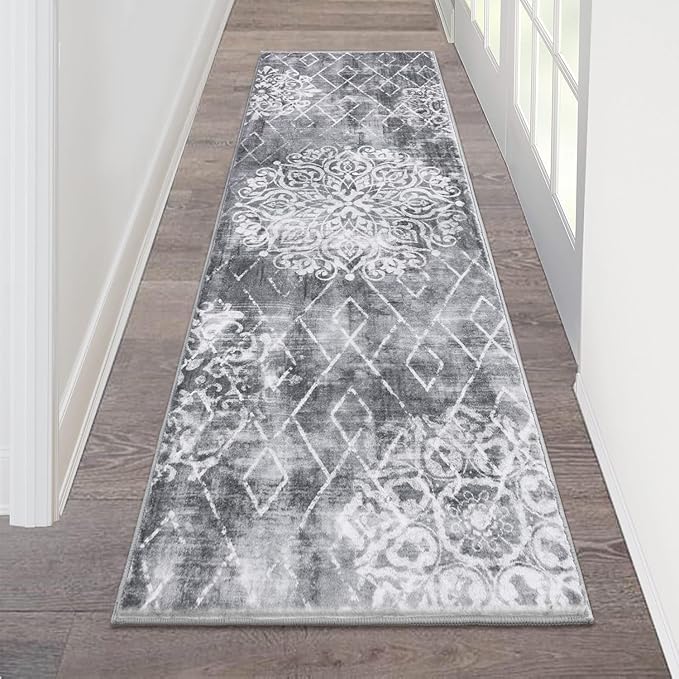 HEBE Hallway Runner Rug 2'x6' Washable Vintage Distressed Area Rugs Non Slip by HEBE