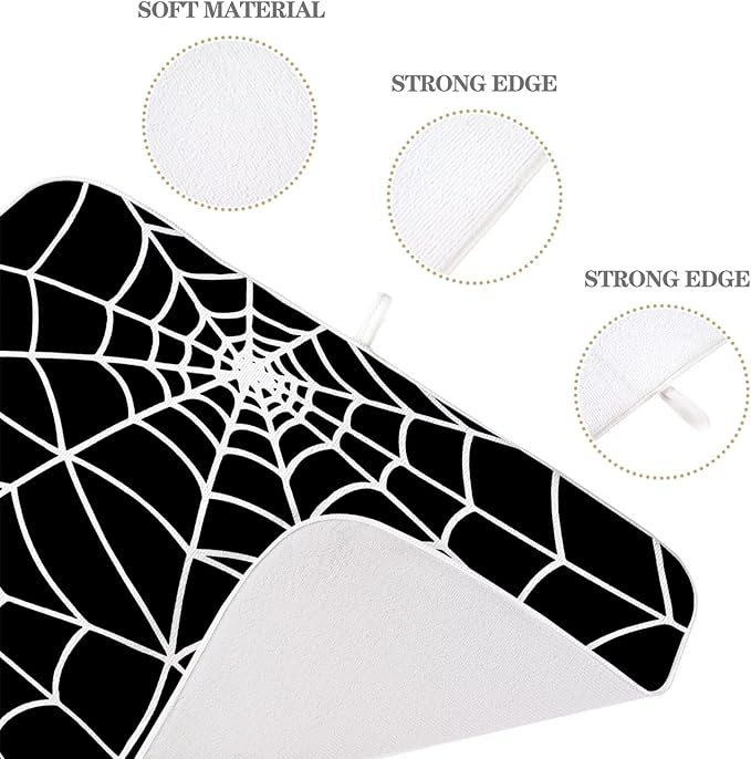 Halloween Spiderweb Dish Drying Mat 18 x 24 inch Halloween Scary Themed Black - Image 3