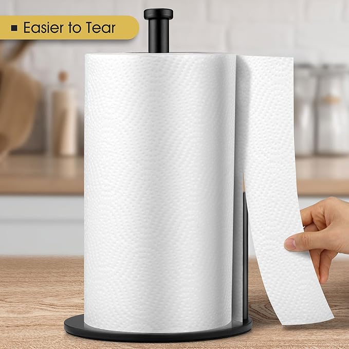 Black Paper Towel Holder, Countertop Paper Towel Holder, Steady Paper Roll - Image 2