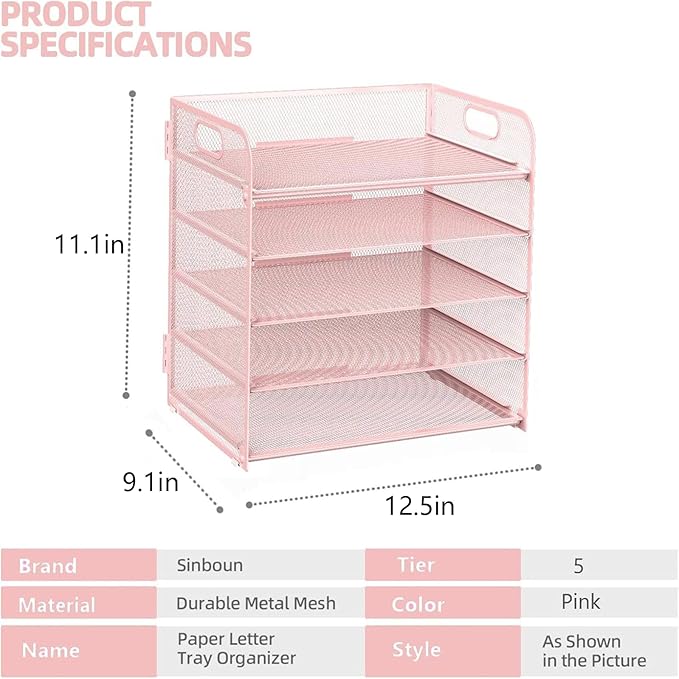 Sinboun Letter Tray Paper Organizer 5-Tier Desk Organizer File Organizer Paper - Image 2