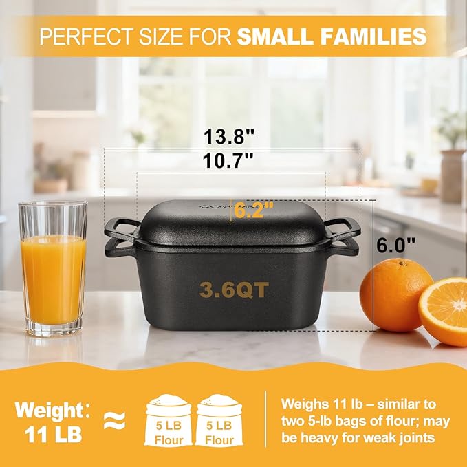 3.6QT Oval Dutch Oven for Bread Baking