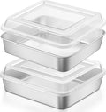LIANYU 9 x 9 Inch Square Baking Pan, 2 Pack Stainless Steel Square Cake Pan Set by LIANYU