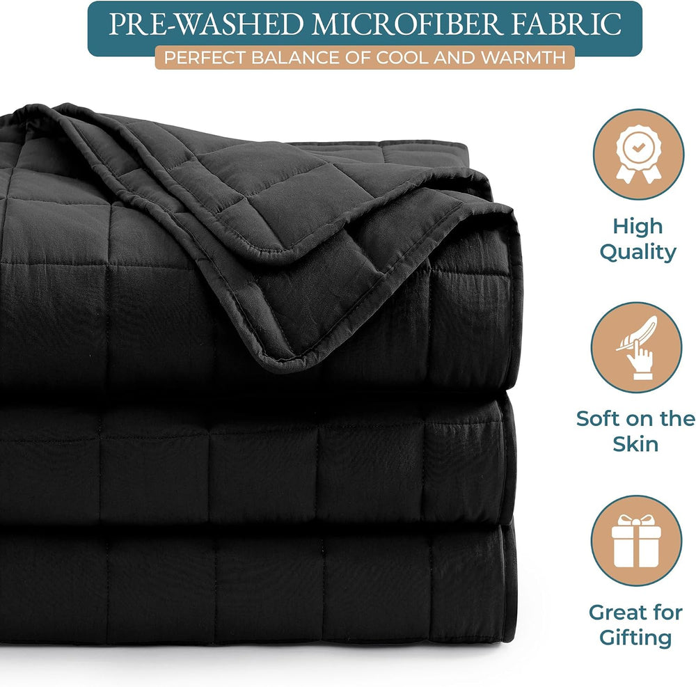 Casa Platino Blankets Full Size, Down Alternative Quilted - Black