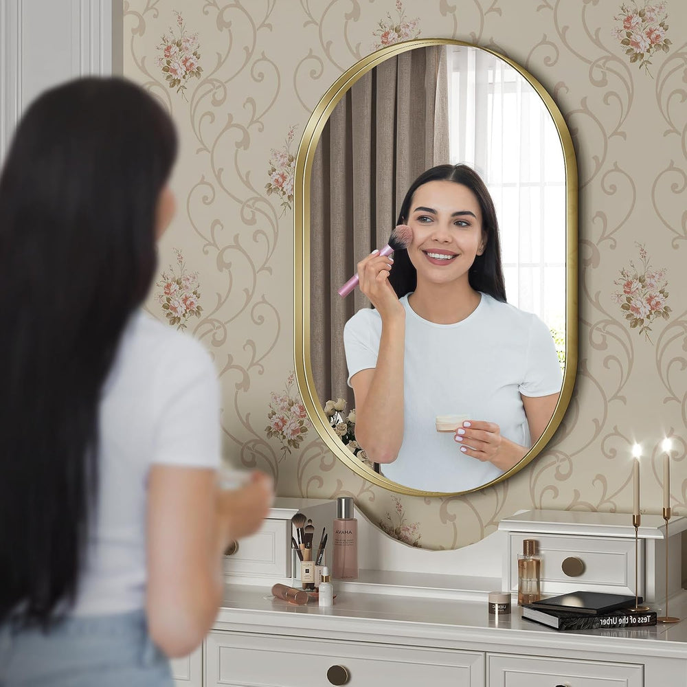 Brightify Gold Oval Mirror for Wall 24x36 Inch, Bathroom Vanity Mirrors Gold ...