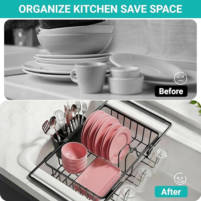 Sylfaen Expandable Over The Sink Dish Drying Rack, Stainless Steel Dish Rack in - Image 7