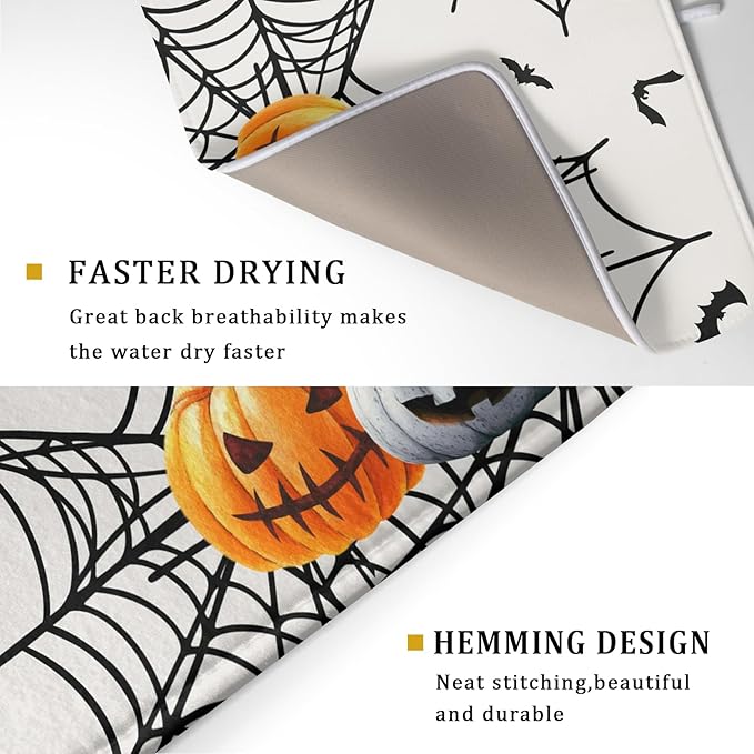 Giwawa Happy Halloween Dish Drying Mat 18"x24" Spooky Colorful Pumpkins - Image 3