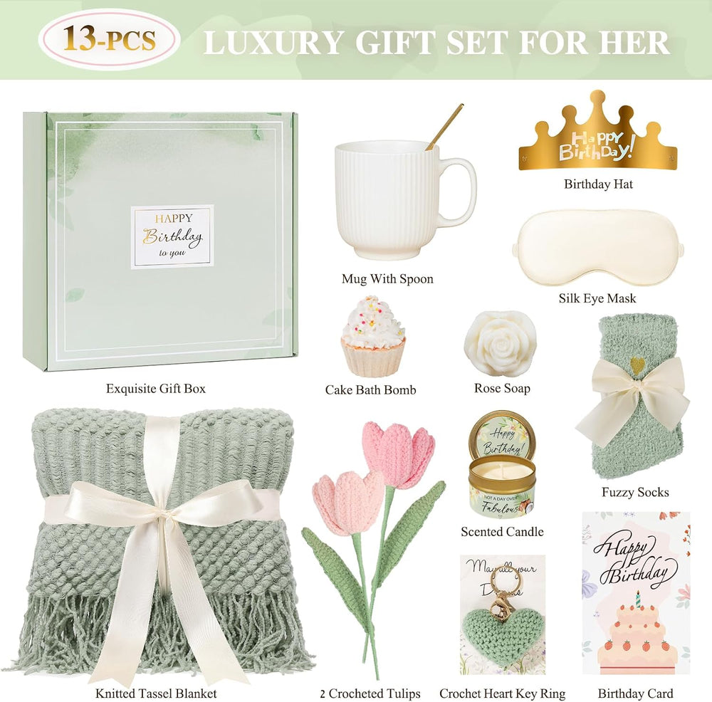 Birthday Gifts for Women - 13PCS Unique Happy Birthday Easter Gifts Basket fo...