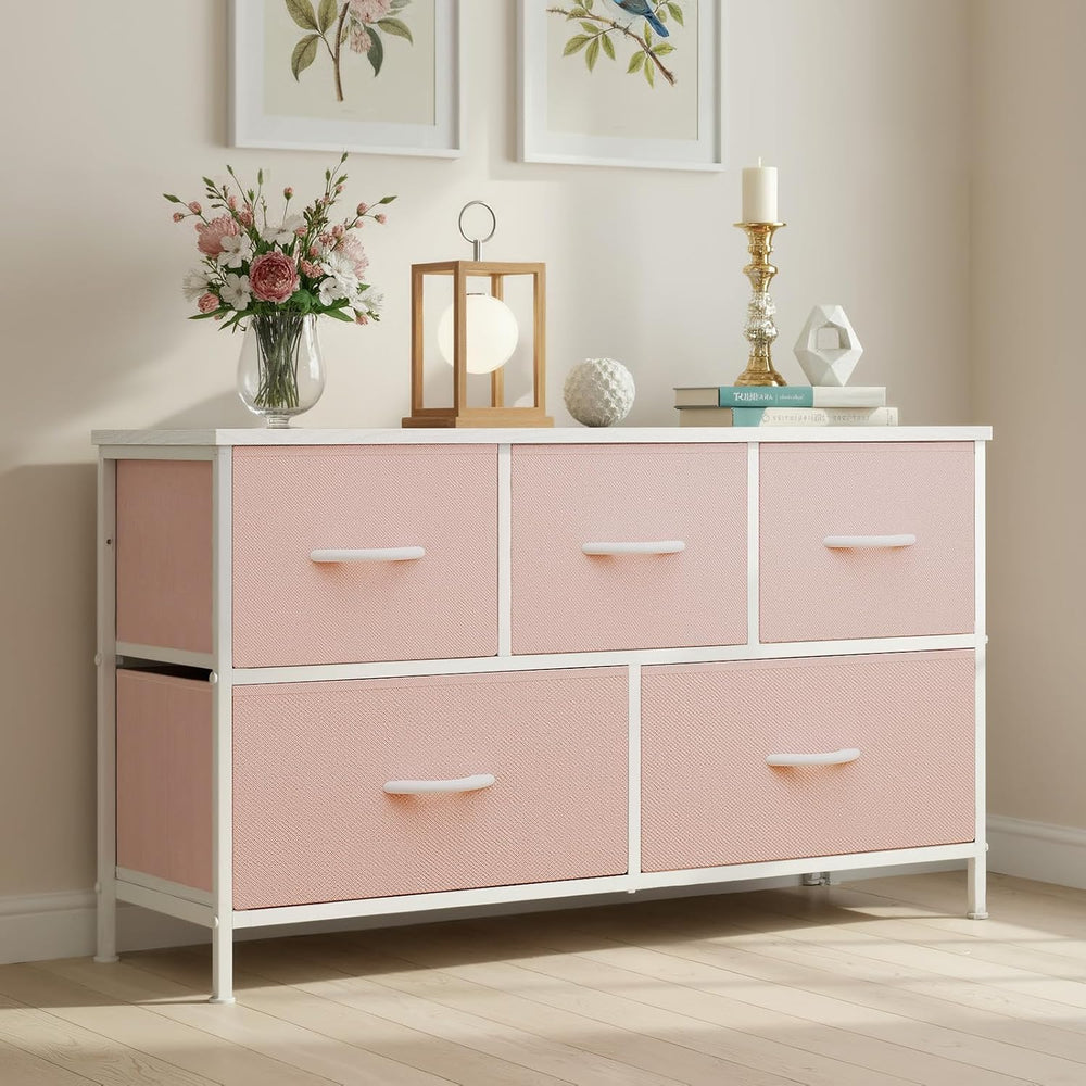 OLIXIS Fabric Dresser for Bedroom, Wide Chest of Drawer for Clothes Storage