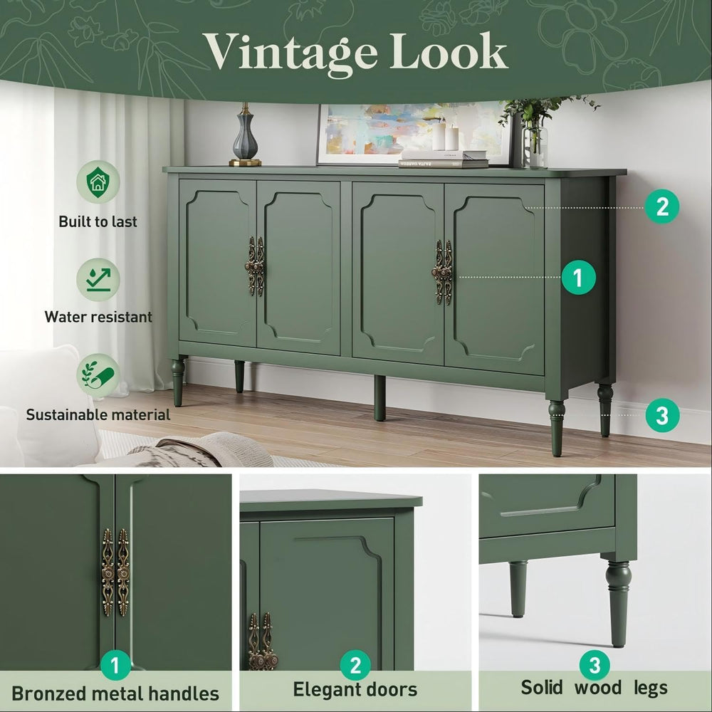 RoyalCraft Buffet Cabinet with Storage, 59" Painted Sideboard Coffee Bar