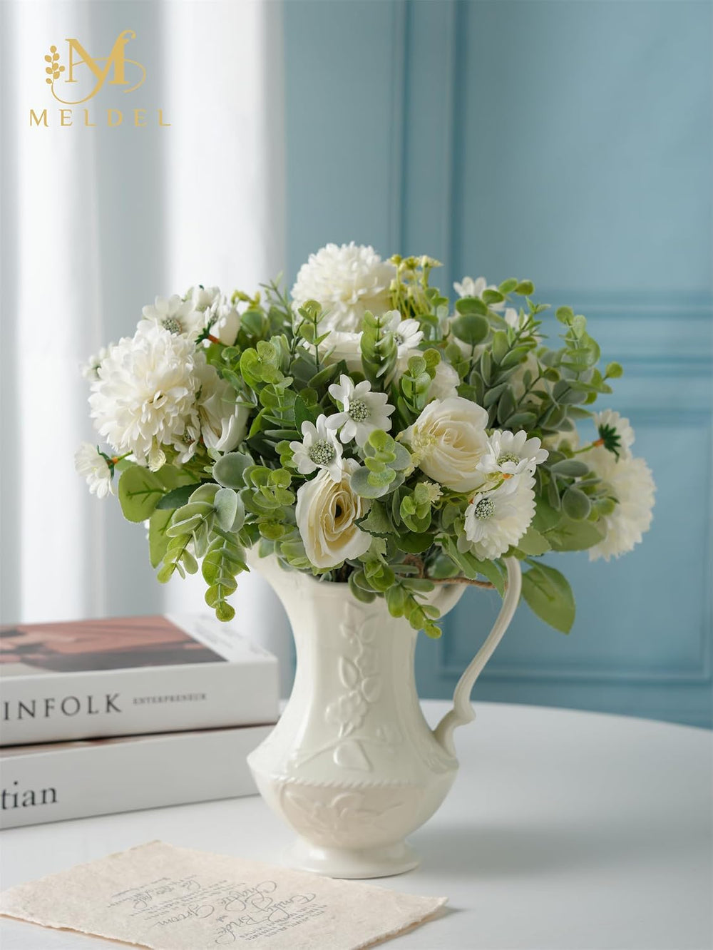 3 Pcs Bouquet Rose Artificial Fake Flowers Eucalyptus Plants Faux Silk Flower...