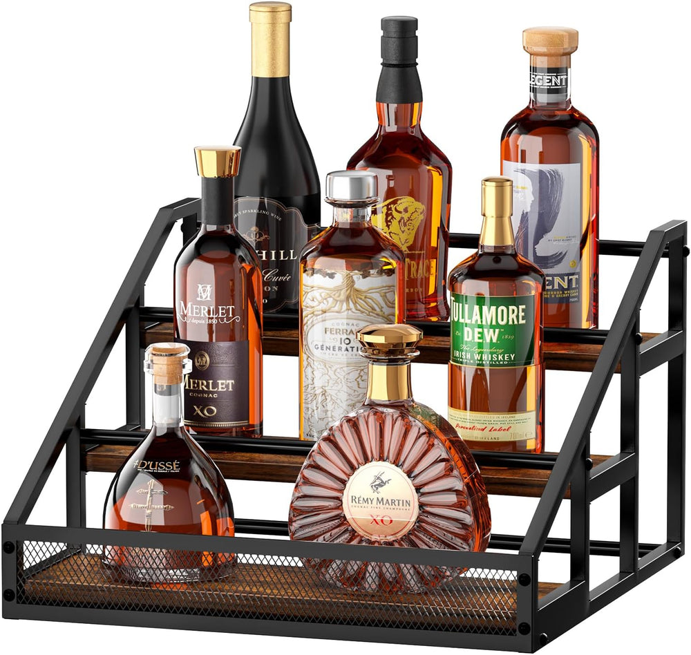 B4Life 3-Tier Liquor Bottle Display Shelf, Countertop Wine Rack, Bar Shelf
