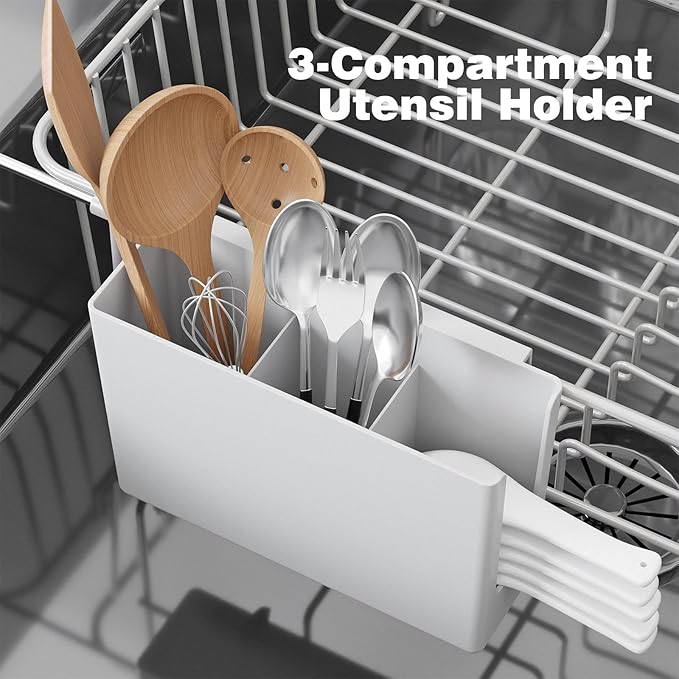 Dish Drying Rack in Sink: Expandable, 3-Slot Utensil Holder, Anti-Slip Handle. - Image 4