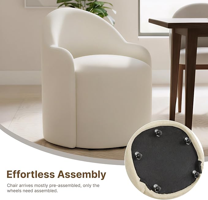 Upholstered Dining Chairs with Casters, No Assembly Modern Dining Room Chairs...