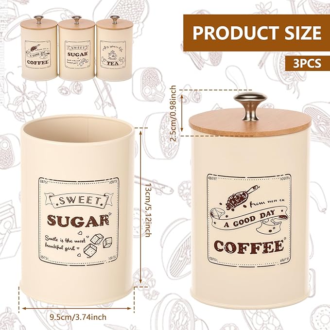 3 Pack Coffee Tea Sugar Container Set - Image 5