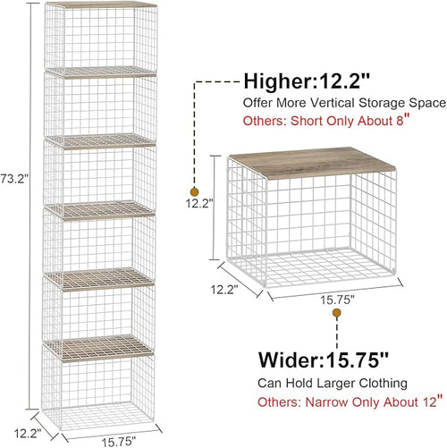 6 Pack Closet Organizers And Storage, Stackable Closet Shelf Organizer Storage - Image 2