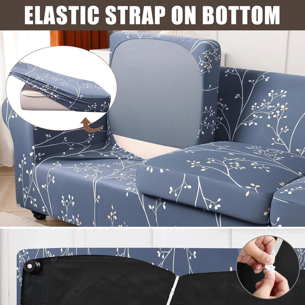 SearchI Stretch Sofa Cover Printed Couch Covers, Floral Pattern 2 Piece Armch...