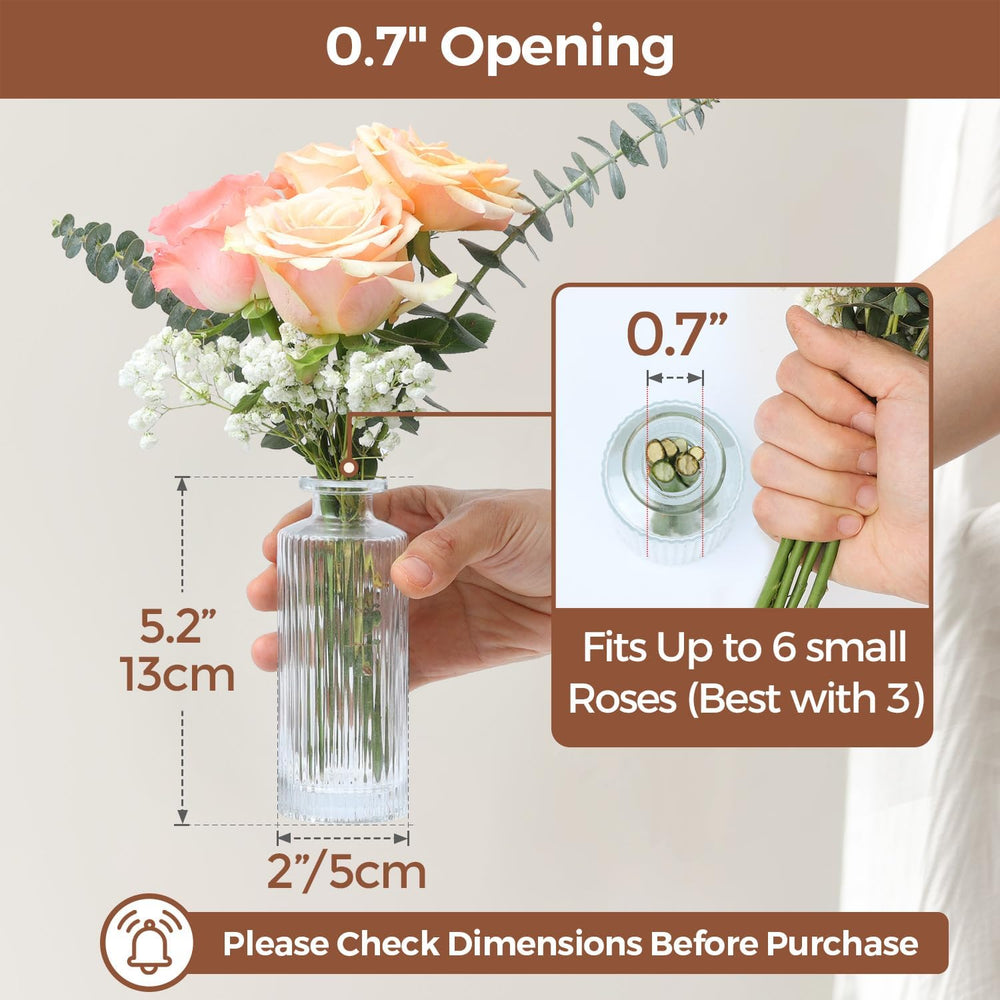 ComSaf Glass Small Bud Vases in Bulk 12 Pcs 5.2 Inch, Clear Flower Vases
