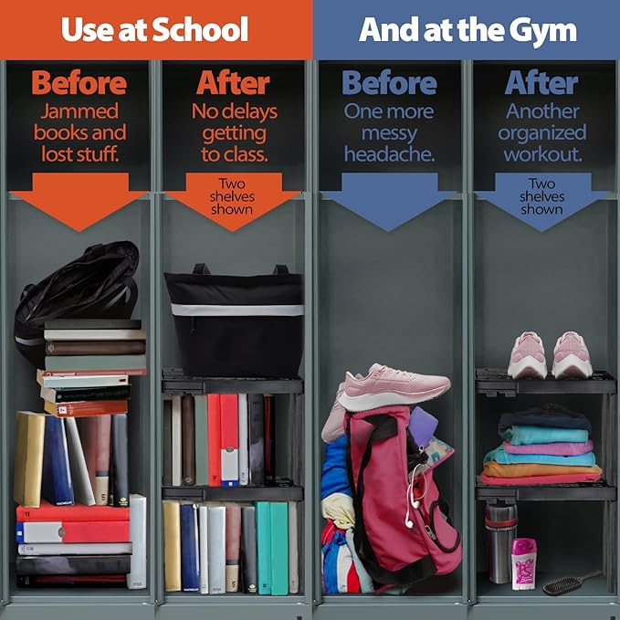Piffny Locker Organizer Shelf， Adjustable Width and Height, Ideal Locker - Image 3