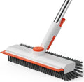 AIR U+ Floor Scrub Brush with Long Handle, 3 in 1 Scrape and Heavy-Duty Stiff by AIRU