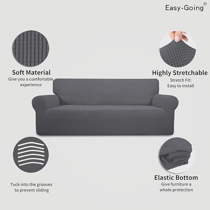 Easy-Going Stretch 4 Seater Sofa Slipcover 1-Piece Sofa Cover Furniture - Image 3