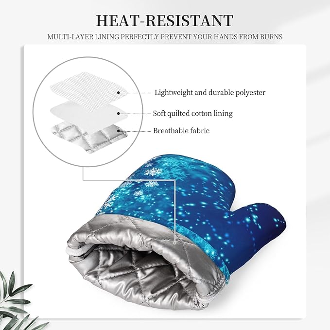 Oven Mitts and Pot Holders Blue Snowflake Winter Christmas Silicone Kitchen - Image 4