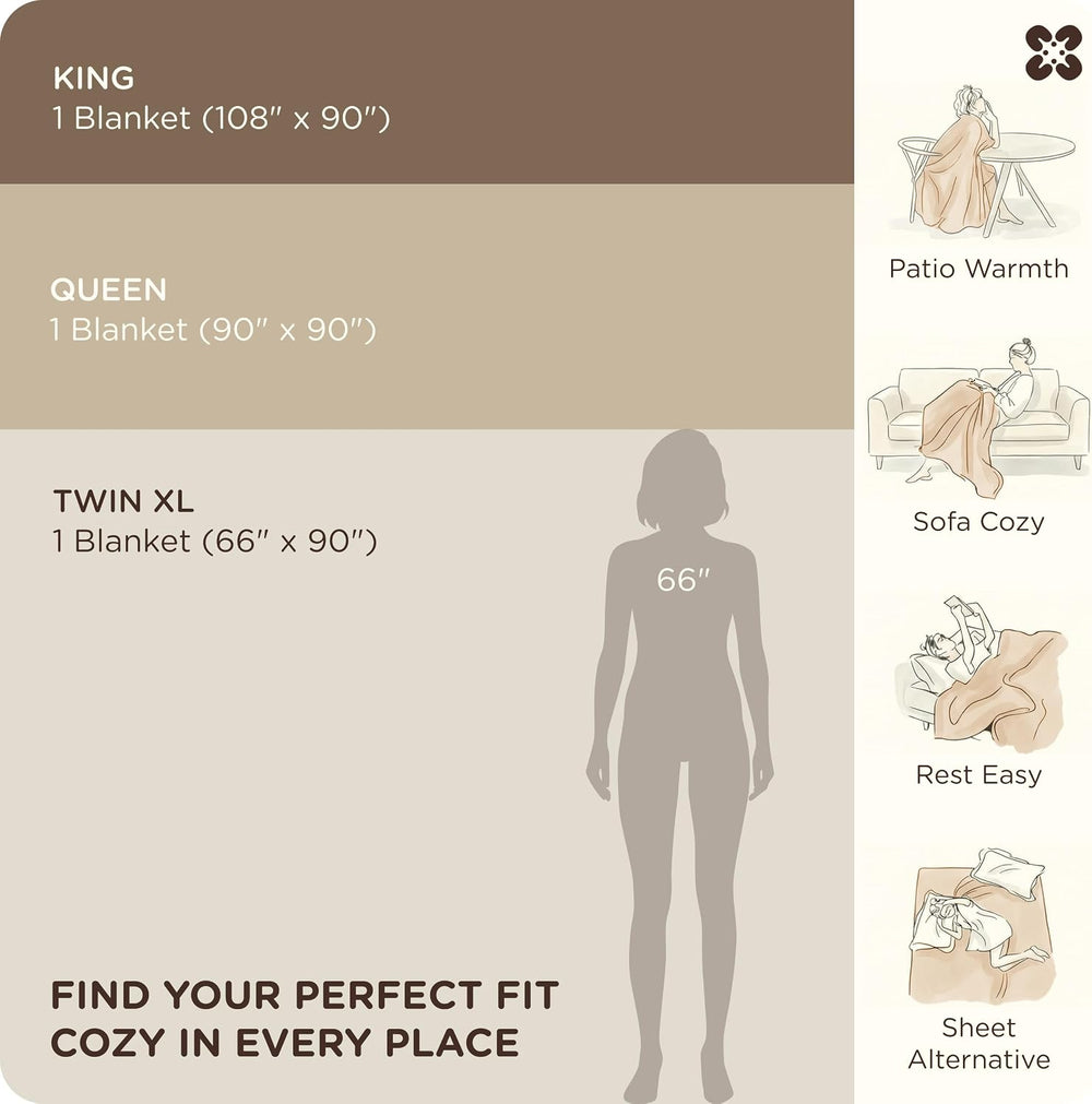 Bedsure PureWoven 100% Cotton Muslin Blanket 8-Layer, Queen, Taupe Brown
