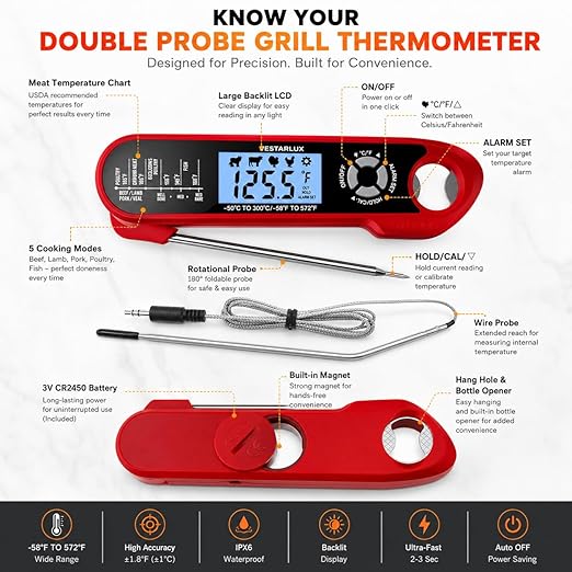 Digital Instant Read Meat Thermometer Waterproof Kitchen Food Cooking - Image 4