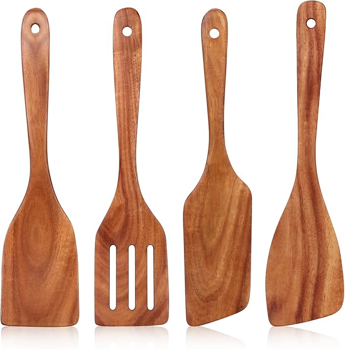 Best Non Toxic Wooden Spatula for Cooking Utensils Set Wood Spurtle Flat by Ayiaren