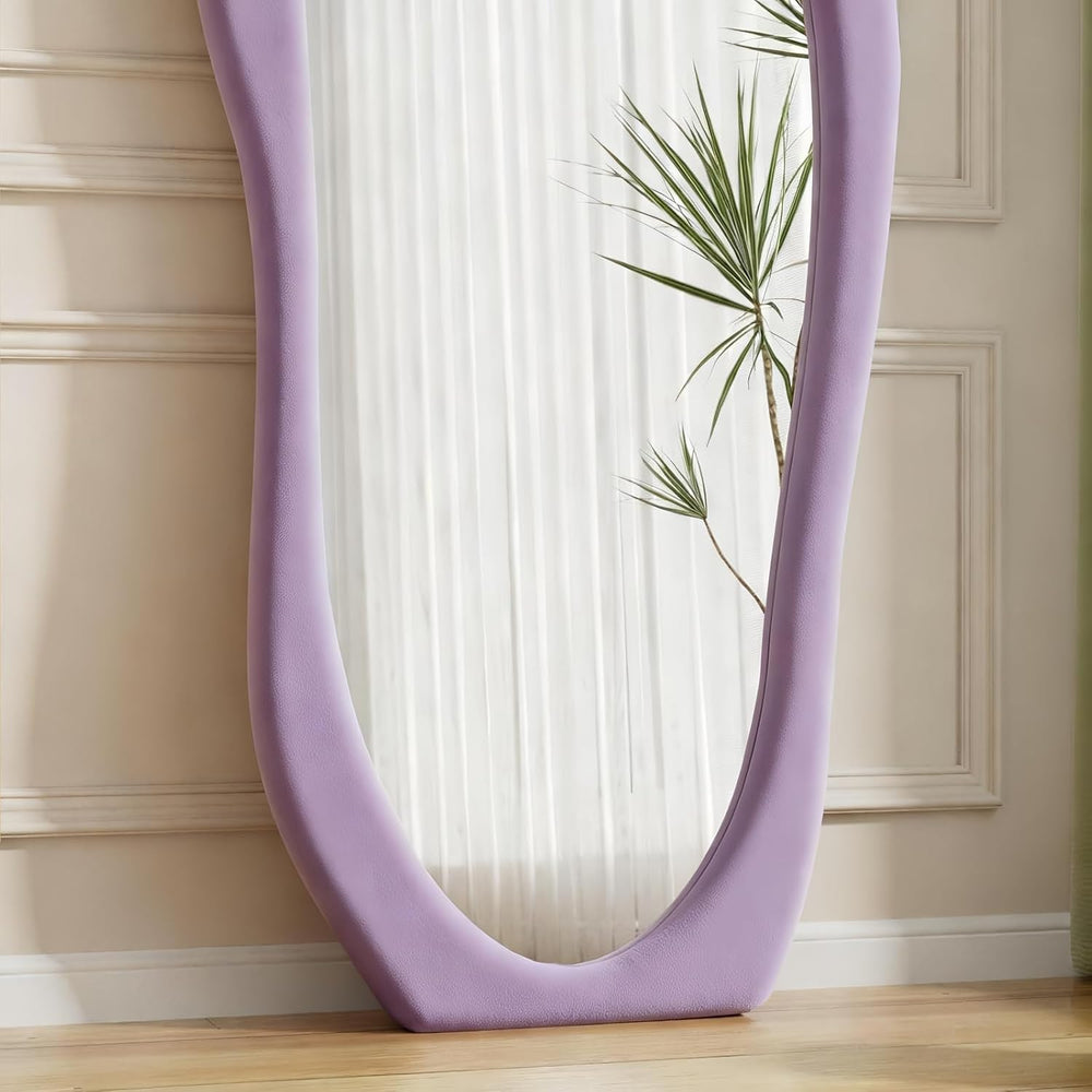 Dewfig Full Length Mirror, 63" x 24" Flannel Full Body Mirror, Violet