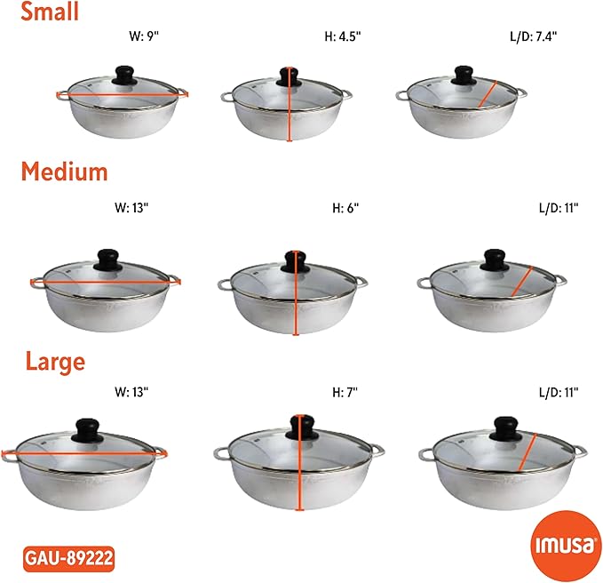 IMUSA Caldero Stock Pot with Glass Lid 3pc Set, 1.5/2.5/5.2qt, Cast Aluminum - Image 8