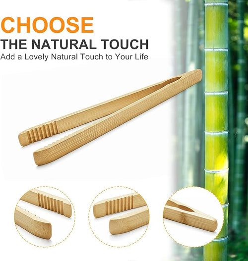 2 Pack Premium Bamboo Toaster Tongs, 10 Inches Natural Wooden Tongs - Image 2