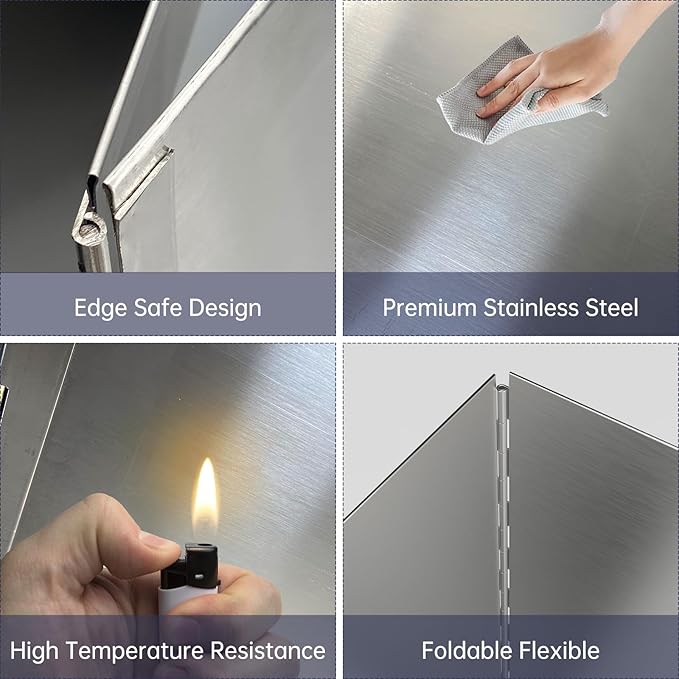 4 Sided Grease Splatter Guard, Foldable Stainless Steel Splatter Guard Oil - Image 3