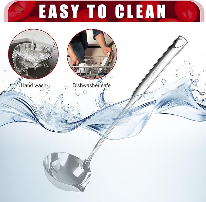 2 Pcs Kitchen Soup Ladle 304 Stainless Steel Punch Metal Luminous Heavy Ladell - Image 3