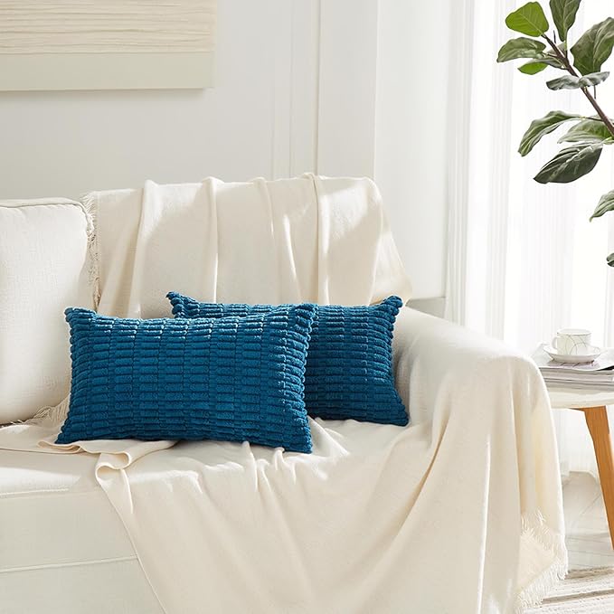 Fancy Homi 4 Packs Teal Lumbar Decorative Throw Pillow Covers 12x20 Inch - Image 6