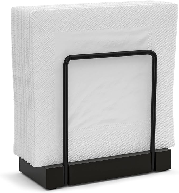 Wican Napkin Holder for Table, Bamboo Iron Standing Napkin Dispenser for by Wican