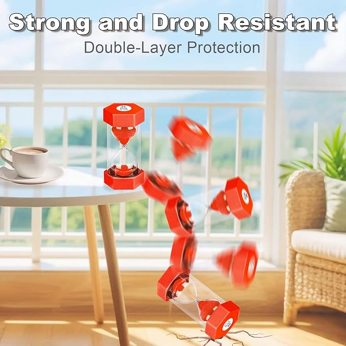 25 Minute Hourglass Sand Timer, Plastic Sandglass Watch Timer, Unbreakable Red - Image 4