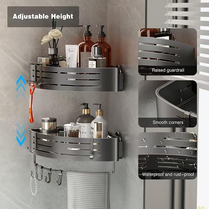 Voldra Corner Shower Caddy Suction Cup, Corner Shower Shelves No Drilling - Image 2